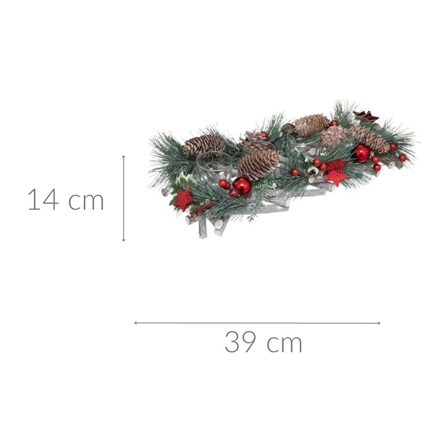 Piesa centrala de Craciun cu spatiu pentru 4 lumanari, 39 x 14 cm