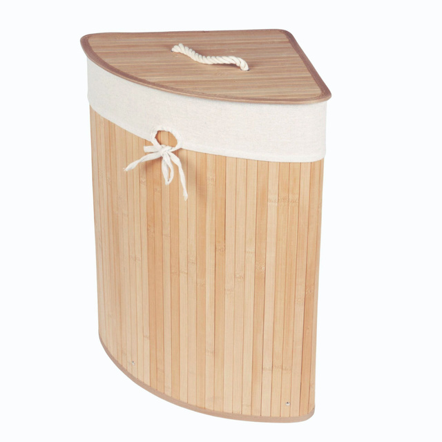 Coș de rufe colțar cu capac, bambus, 60 l