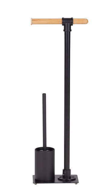 Suport metalic pentru hartie igienica si perie de toaleta FORLI, negru, Wenko