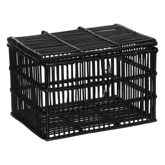 Set 3 cosuri decorative din ratan, negru