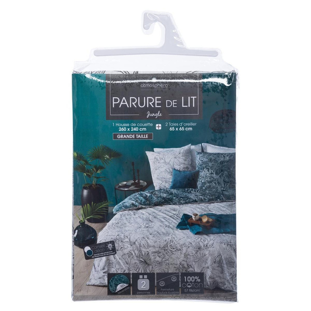 Set de pat dublu din bumbac cu motiv vegetal, 240 x 260 cm