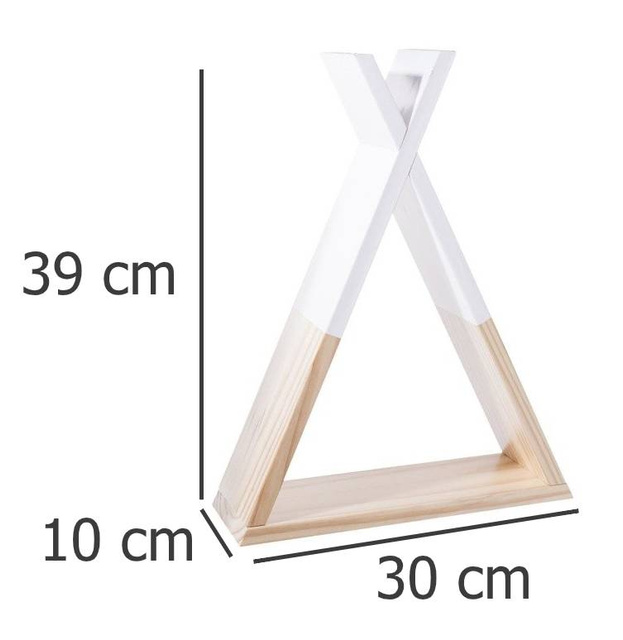 Raft decorativ de perete TIPI - lemn, 30 x 10 x 39 cm