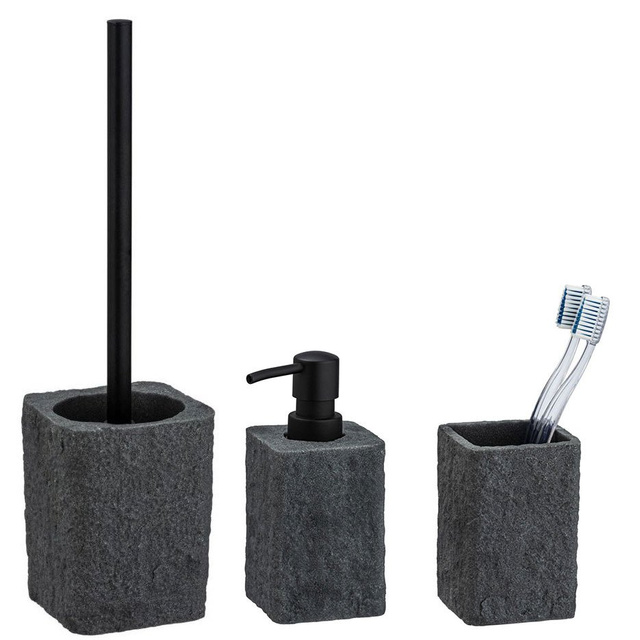 Set accesorii baie, perie de toaleta, dozator de sapun, cana pentru periuta de dinti VILLATA, WENKO