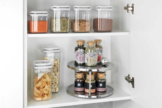 Placă rotativă, organizator pentru condimente - 2 niveluri, WENKO, argintiu