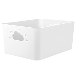 Coș de depozitare NEBULA cu mânere în formă de norișor și stea, înălțime 11 cm, alb