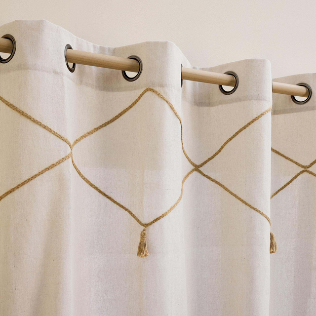 Perdeau de fereastră cu decor din iută, 140 x 240 cm, LACIA