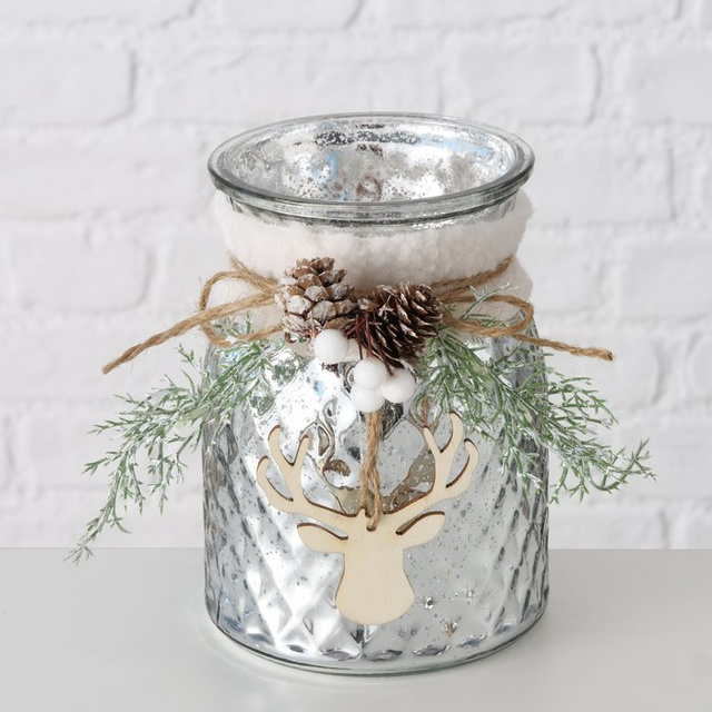 Candelabru borcan cu aranjament WILKA, înălțime 16 cm