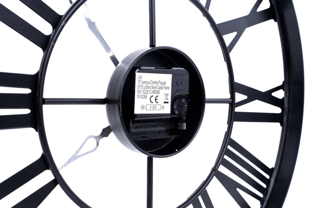 Ceas de perete cu cifre romane, Ø 37 cm, culoare neagră