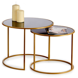 Măsuță coș LUVO cu blat auriu, Ø 52 cm