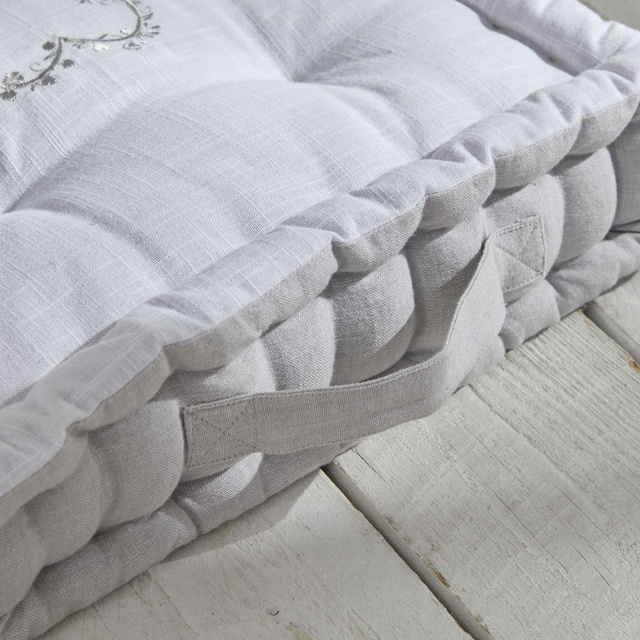 Perna pentru șezut pe podea CONSTANCE, bumbac muselin, 40 x 40 x 10 cm