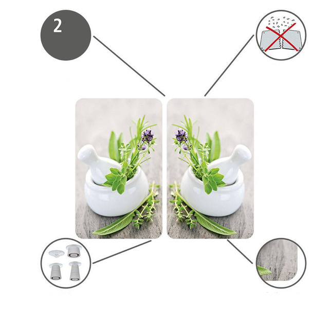 Plăci de protecție din sticlă HERB GARDEN pentru aragaz – 2 bucăți, WENKO