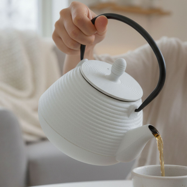 Ceainic din fontă cu infuzor YUKI, 1000 ml, alb