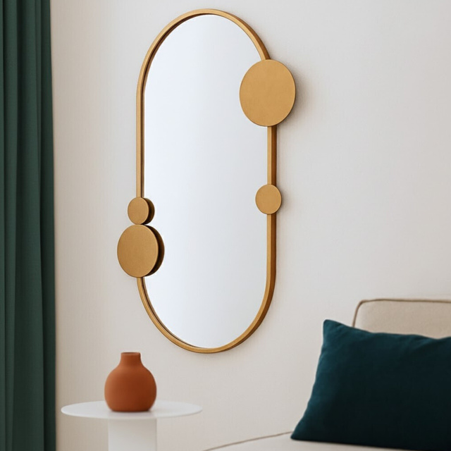 Oglindă de perete SAANA cu decorațiuni geometrice, 46 x 76 cm