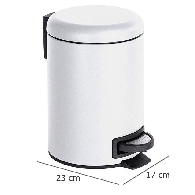 Coș de baie LEMAN MATT, recipient pentru gunoi, 3 l, WENKO, alb