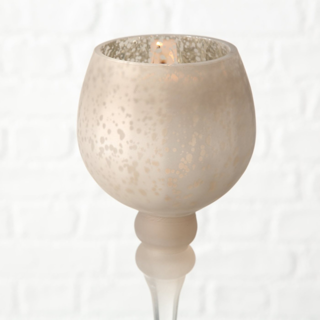 Set 3 sfeșnice din sticlă, pahare înalte, șampanie