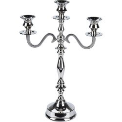 Candelabru argintiu, suport pentru 3 lumânări, 39 cm