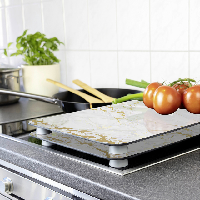 Plăci de protecție pentru aragaz MARBLE, 2 bucăți, WENKO, marmură aurie