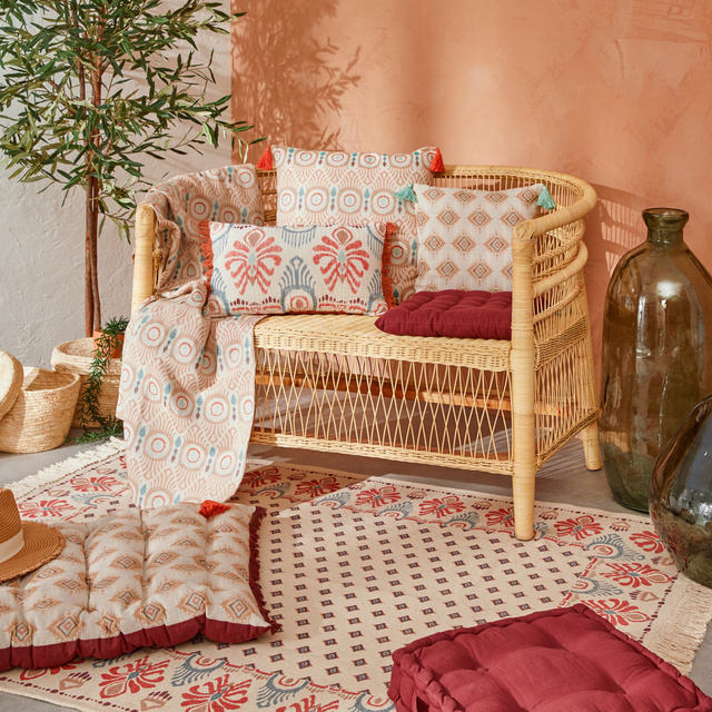 Covor din bumbac cu franjuri IKAT, 120 × 170 cm