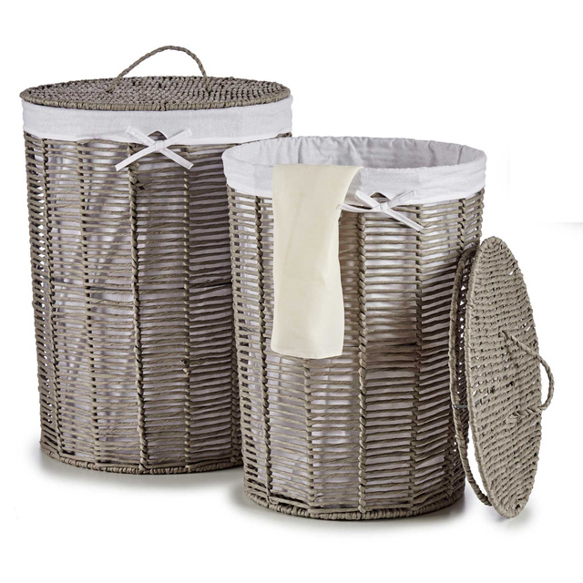 Coșuri de răchită cu căptușeală textilă RUSTIC, 2 bucăți