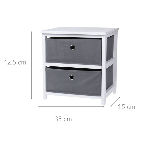 Etajera, MDF cu spatiu depozitare din material textil, 35 x 30 x 15 cm, alb