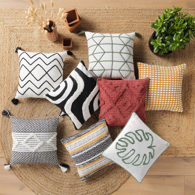 Fata de perna decorativa ZELIE boho, bumbac, 40 x 40 cm