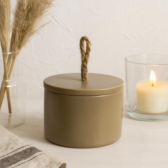 Lumânare în recipient din porțelan HELI, Ø 10 cm, verde