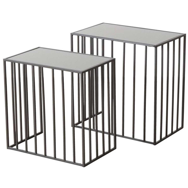 Set 2 masute de cafea metalice Joris, blat oglinda