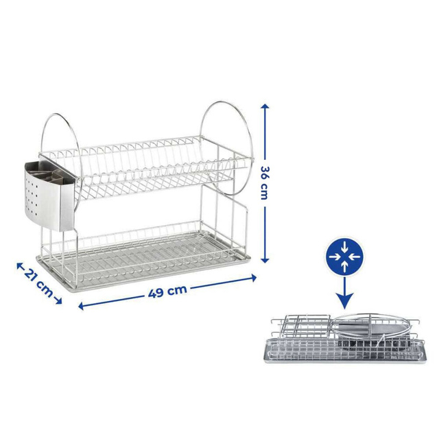 Suport pentru vase, uscător pentru vase din oțel inoxidabil - 2 niveluri, WENKO