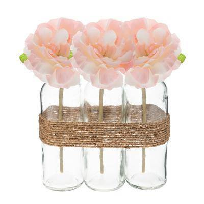 Flori artificiale in vaza de sticla, 3 bucati