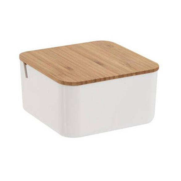 Organizator cosmetic cu oglindă, pătrat, 13 x 13 x 7 cm, alb