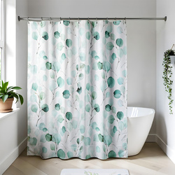 Cortină de duș cu model de eucalipt AQUARELLE, 180 x 180 cm