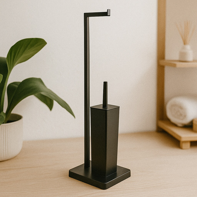 Suport pentru hârtie igienică cu perie de toaletă BALVO