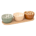 Boluri colorate pentru aperitive Rivi cu o tavă din lemn, Ø 9,8 cm