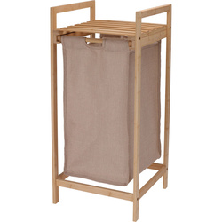 Coș de rufe îngust cu cadru din bambus, 33 x 33 x 73 cm