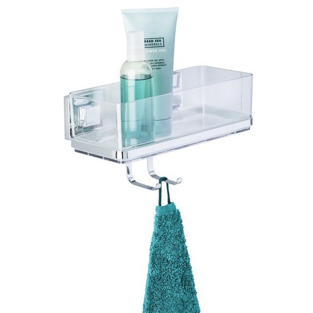 Raft de baie dreptunghiular QUADRO cu cârlig, Vacuum-Loc, pentru duș, WENKO