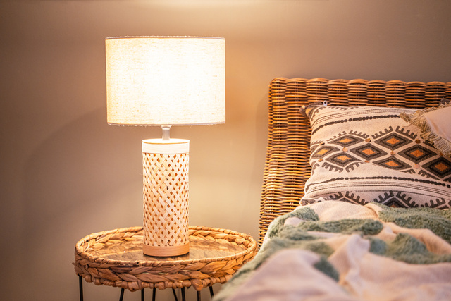 Lampa de masa SALMA cu baza din bambus, 47 cm