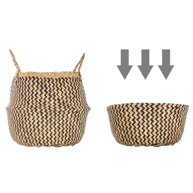 Coș decorativ din răchită și iarbă de mare, Ø 37 x 30 cm