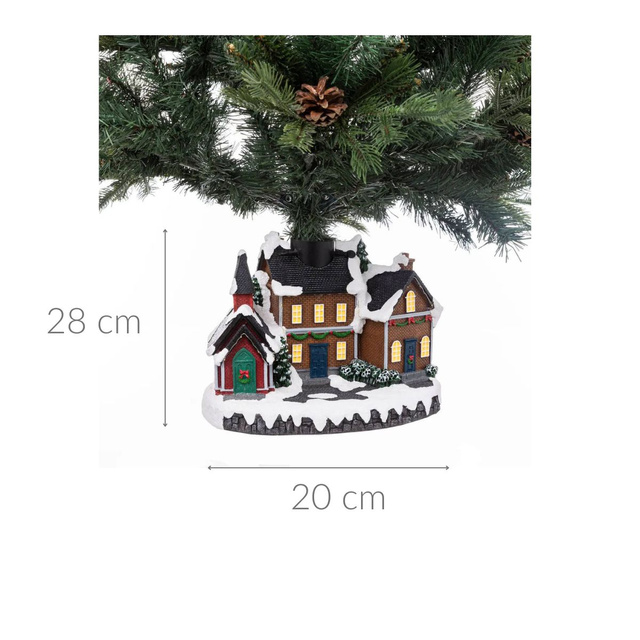 Suport pentru brad de Crăciun în formă de sat