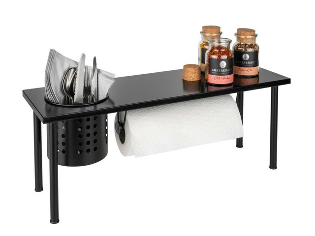 Raft de bucătărie pentru condimente cu suport pentru prosop 2 în 1 – Blanco WENKO, negru