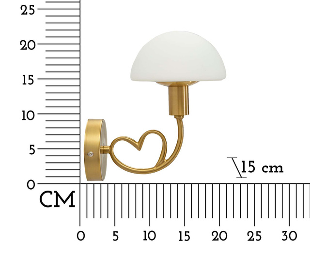 Aplica de perete LOVY cu braț metalic curbat și abajur textil, 23 × 15 × 22 cm
