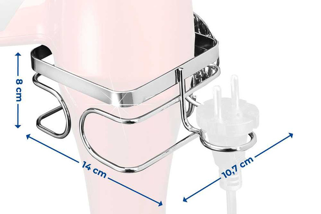 Suport pentru uscator de par TURBOFIX, fixare fără găurire, oțel inoxidabil