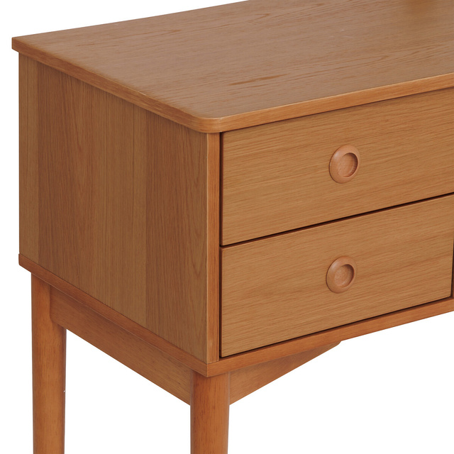 Masuta de toaleta cu oglinda rotunda CHARLIE, 110 x 42 x 126 cm