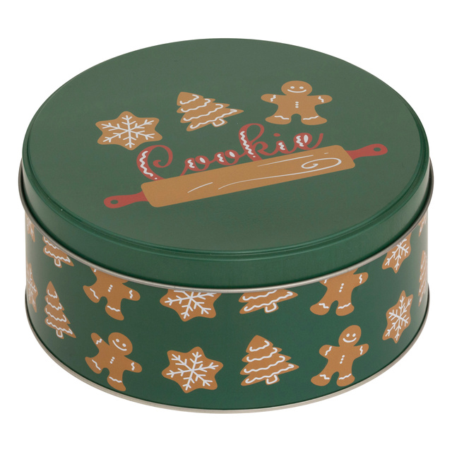 Recipient rotund pentru biscuiți, metal, 3 bucăți, verde