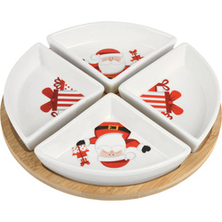 Set de servire gustări, tavă din bambus Ø 22 cm