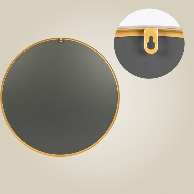 Oglindă rotundă NOOR, ramă metalică, culoare aurie, Ø 80 cm