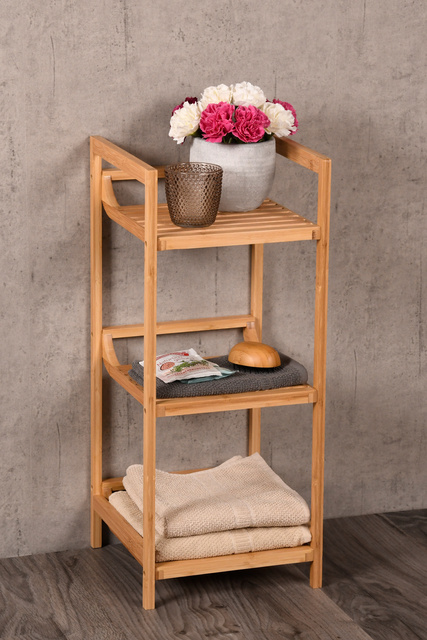 Raft baie cu 3 polite, bambus, KESPER