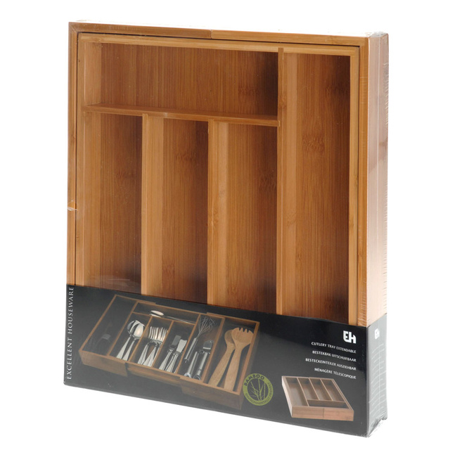 Container extensibil pentru tacâmuri, inserție pentru sertar, 28,5 - 45 x 34 x 5 cm