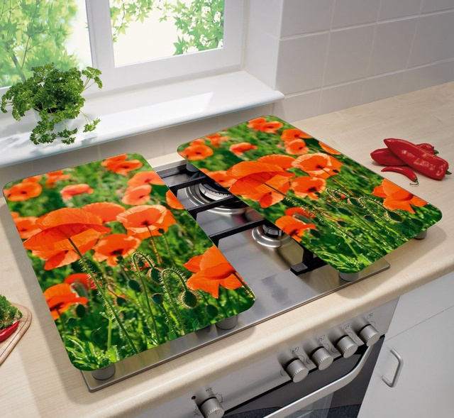 Plăci de protecție din sticlă pentru aragaz, POLE MAKU - 2 bucăți, WENKO