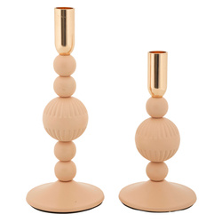 Set de 2 suporturi pentru lumânări ASTER cu relief floral, înălțimi 20 cm & 25 cm