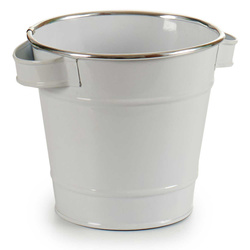 Husa ghiveci tip galeata, zinc, alb, Ø 15 cm